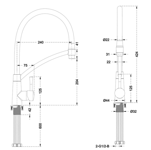 Смеситель для кухни Mixxus Premium ROSSI 017 (MI6828) - 2