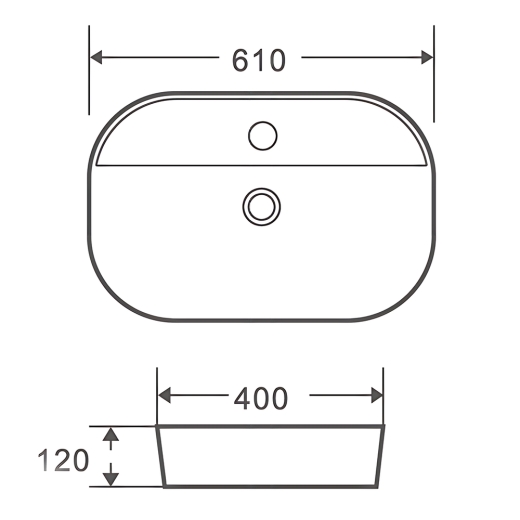 Раковина накладна Mixxus Premium ELLIPSE-0204 600х380х115mm з отвором під змішувач (MP6679) - 2