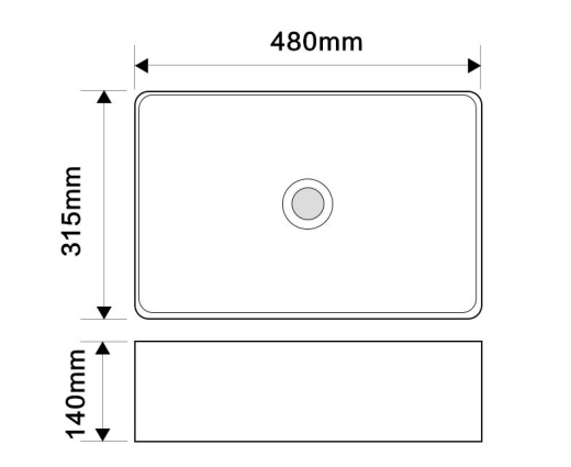 Раковина накладна Mixxus Premium QUADRO-0208 MARBLE 480х315х140mm з переливом (MP6518) - 2