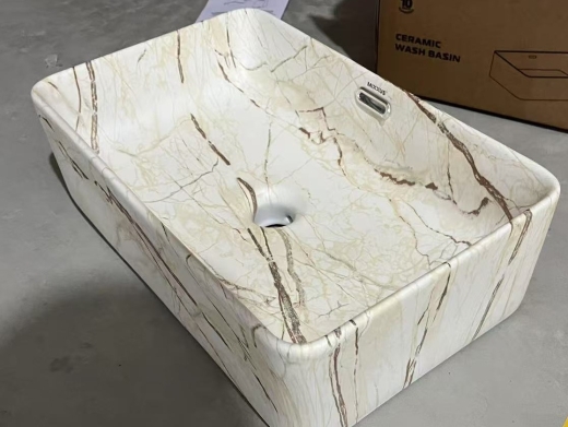 Раковина накладна Mixxus Premium QUADRO-0208 MARBLE 480х315х140mm з переливом (MP6518) - 4