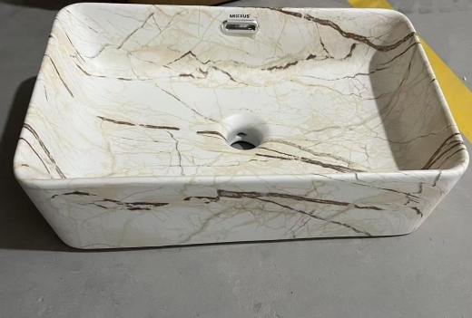 Раковина накладна Mixxus Premium QUADRO-0208 MARBLE 480х315х140mm з переливом (MP6518) - 5