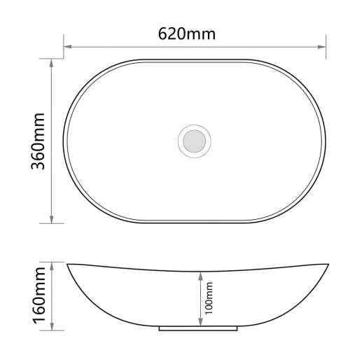 Раковина накладна Mixxus Premium WAVE-0105 EDGE BLACK 620х360х160mm (MP6556) - 2