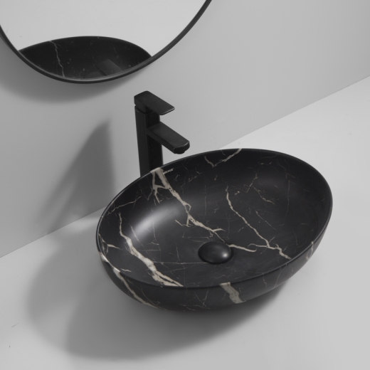 Раковина накладная Mixxus Premium ELLIPSE-0102 MARBLE 515х400х130mm (MP6552) - 3