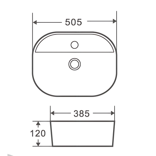 Раковина накладна Mixxus Premium ELLIPSE-0203 510х375х120mm з отвором під змішувач (MP6678) - 2