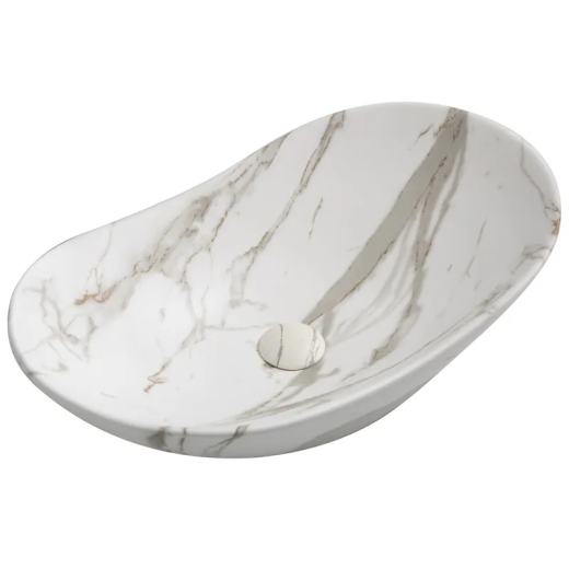  Раковина накладная MIXXUS PREMIUM WAVE-0106 MARBLE 620х360х160mm (MP6560) - 1