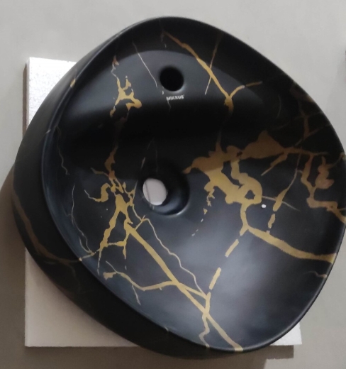 Раковина накладна MIXXUS PREMIUM WAVE-0201 MARBLE 430х430х150mm з отвором під змішувач (MP6536) - 5