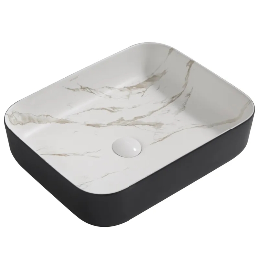 Раковина накладна MIXXUS PREMIUM DIVERSE-0110 MARBLE-BLACK 500х390х130mm (MP6517) - 1