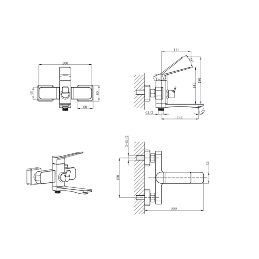 Смеситель для ванны Mixxus Wilson 009 Euro (MI7130) - 2