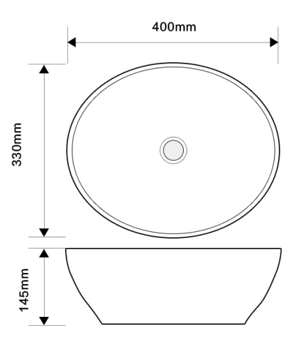 Раковина накладная MIXXUS PREMIUM ELLIPSE-0108 EDGE BLACK 400х330х145mm (MP6527) - 2