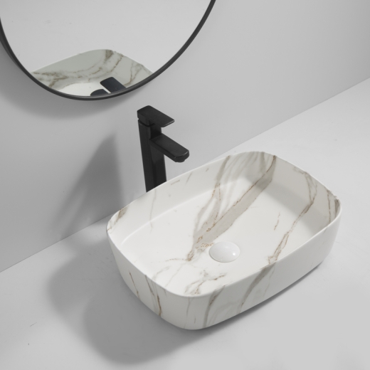 Раковина накладна Mixxus Premium BEVEL-0102 MARBLE 495х370х135mm (MP6519) - 3
