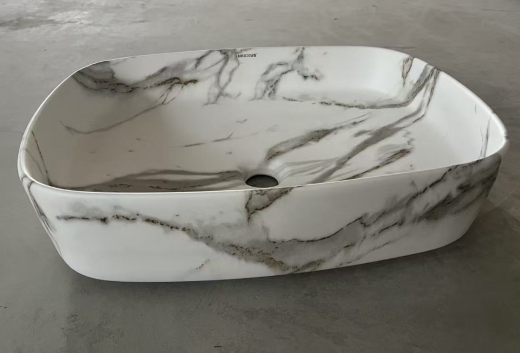 Раковина накладна Mixxus Premium BEVEL-0102 MARBLE 495х370х135mm (MP6519) - 4