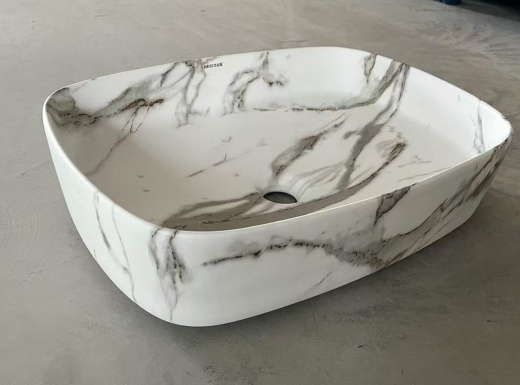 Раковина накладна Mixxus Premium BEVEL-0102 MARBLE 495х370х135mm (MP6519) - 6