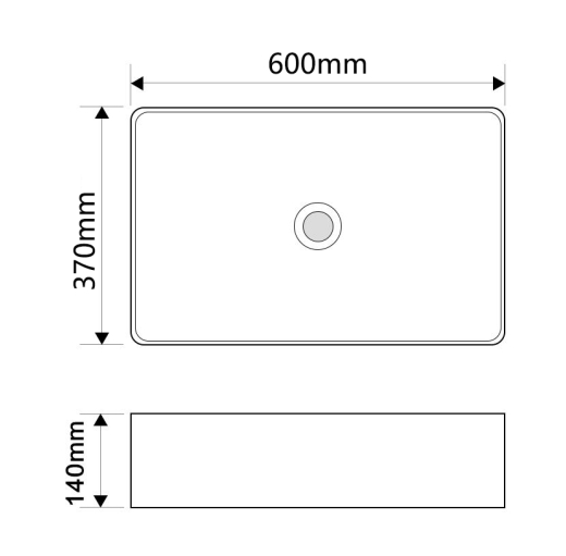 Раковина накладна Mixxus Premium QUADRO-0209 600х370х140mm з переливом (MP6522) - 2
