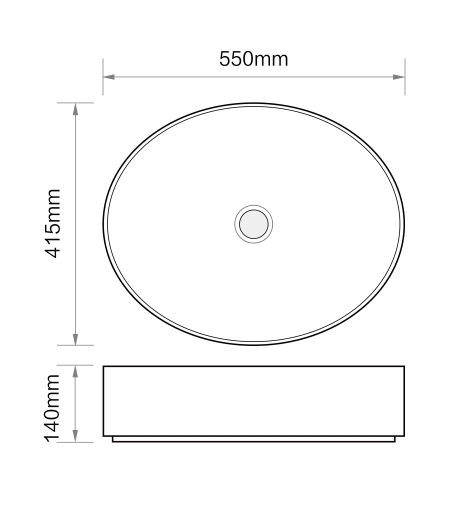 Раковина накладна MIXXUS PREMIUM ELLIPSE-0104 MARBLE 550х415х140mm (MP6554) - 2
