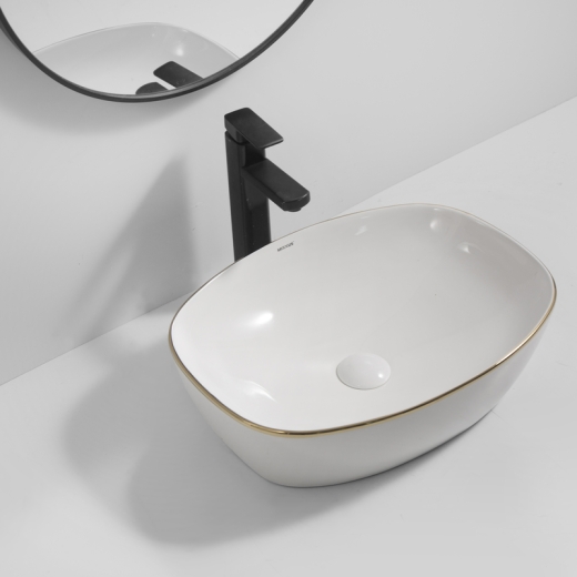 Раковина накладна Mixxus Premium DIVERSE-0109 EDGE GOLD 500х380х140mm (MP6548) - 3