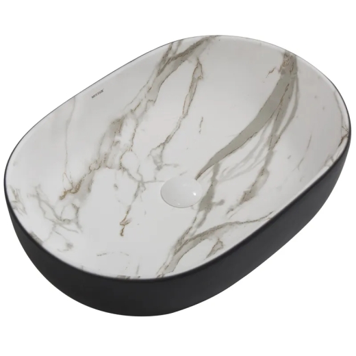 Раковина накладная MIXXUS PREMIUM ELLIPSE-0105 MARBLE-BLACK 600х400х150mm (MP6565) - 1