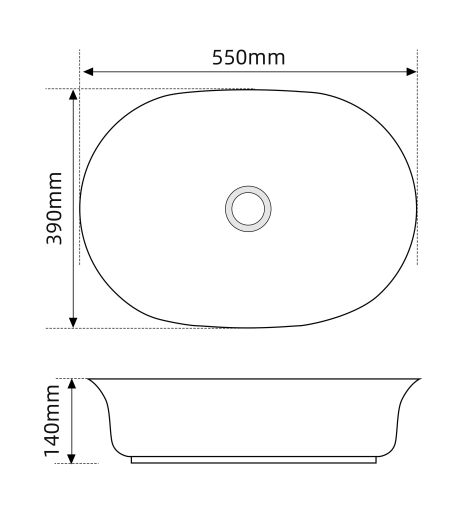 Раковина накладна Mixxus Premium ELLIPSE-0103 550х390х140mm (MP6553) - 2