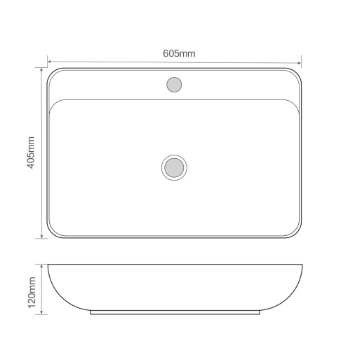 Раковина накладна Mixxus Premium BEVEL-0203 600х405х120mm з отвором під змішувач (MP6513) - 2