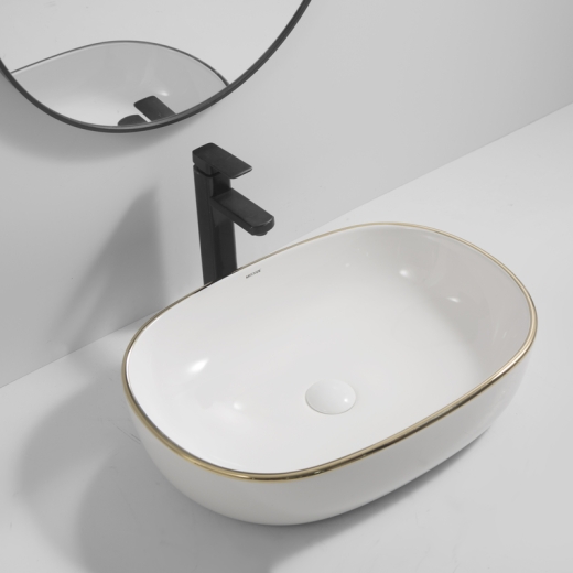 Раковина накладна Mixxus Premium ELLIPSE-0105 EDGE GOLD 600х400х150mm (MP6564) - 3