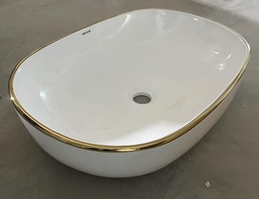 Раковина накладна Mixxus Premium ELLIPSE-0105 EDGE GOLD 600х400х150mm (MP6564) - 4