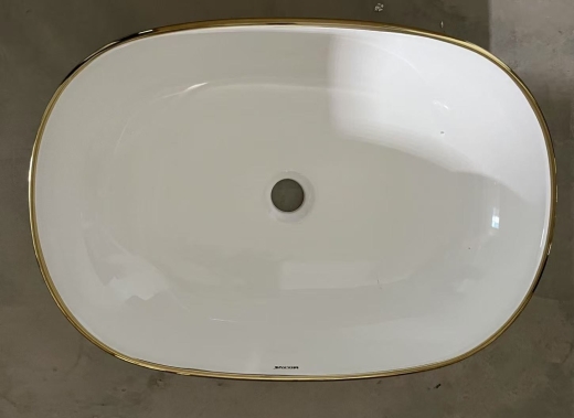 Раковина накладна Mixxus Premium ELLIPSE-0105 EDGE GOLD 600х400х150mm (MP6564) - 6
