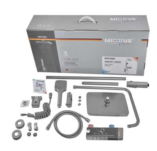 Душова колона зі змішувачем Mixxus Premium RIVIERA 009-J GRAPHITE з кнопкою перемикання, 4 режими (MI6835) - 8