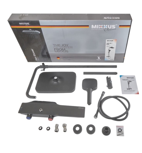 Душевая колонна с термостатическим смесителем MIXXUS PREMIUM SPACE-009-J BLACK с кнопочным переключателем, 3 режима (MI7011) - 10