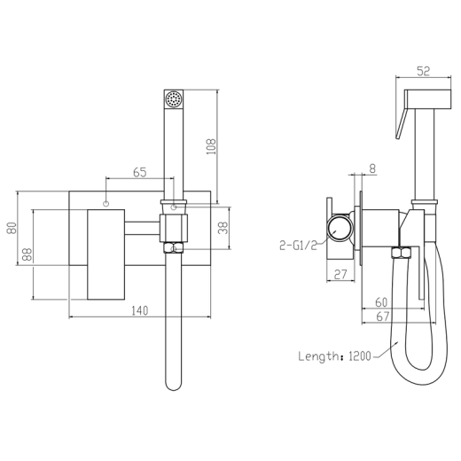 Змішувач для гігієнічного душу Mixxus Premium Bend 002 Inner з лійкою (MI6924) - 2