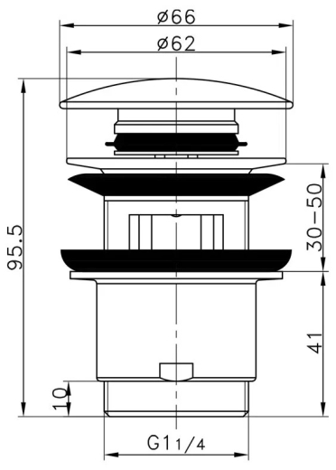 Донний клапан Frap F62-5, автомат, 1 1/4", сатин - 6