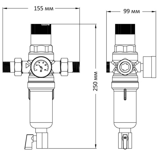 Фильтр самоочистной с редуктором давления и манометром Koer KR.1242 - 1" (KR3186) - 2