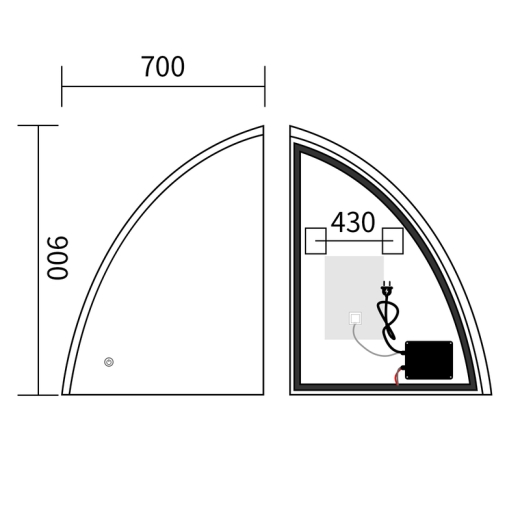Дзеркало Mixxus Premium TOPPER MS02-75x100 з Led Touch, Anti-fog, димером (3-6,5kK) (MP6634) - 2