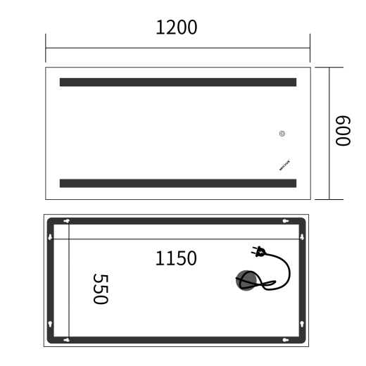 Зеркало Mixxus Premium LINES MR17-120x60-Reverse с Led Touch, Anti-fog, димером, регулятором яркости (MP6626) - 2
