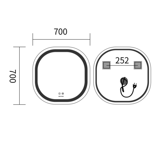 Зеркало Mixxus Premium DIVERSE MR16-70x70 с Led Touch, Anti-fog, димером (3-6,5kK) (MP6640) - 2