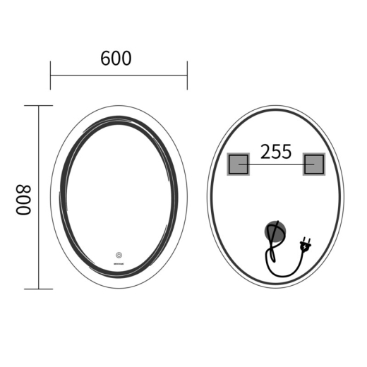 Зеркало Mixxus Premium WAVE MV04-60x80 с Led Touch, Anti-fog, димером (3-6,5kK) (MP6636) - 2