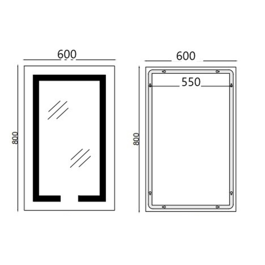 Дзеркало Mixxus HARD MR06-60x80-CASE з Led Touch, Anti-fog, димером, регулятором яскравості, годинником (MI7157) - 2