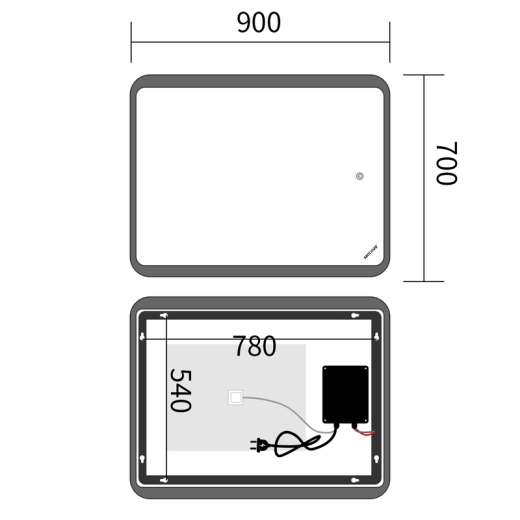 Дзеркало Mixxus Premium OLIVARY MR19-90x70-Reverse з Led Touch, Anti-fog, димером (3-6,5kK) (MP6630) - 2