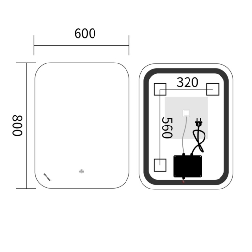 Дзеркало Mixxus Premium DIVERSE MR15-80x60-Reverse з Led Touch, Anti-fog, димером (3-6,5kK) (MP6638) - 2