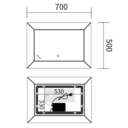 Зеркало Mixxus Premium CUBIC MR14-70x50-Reverse с Led Touch, Anti-fog, димером, регулятором яркости (MP6647) - 2