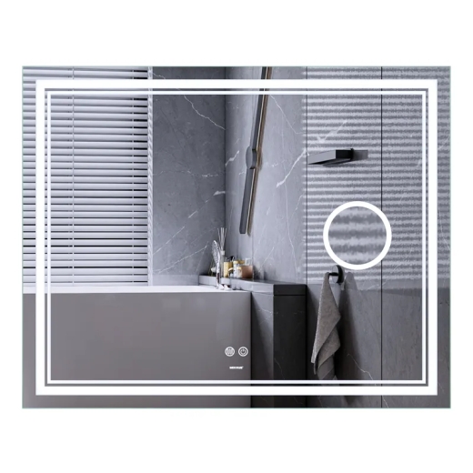 Дзеркало Mixxus Premium QUADRO MR20-100x80 з Led Touch, Anti-fog, димером, регулятором яскравості, лінзою (MP6623) - 1