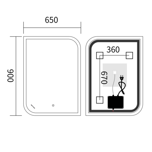 Зеркало Mixxus Premium BEVEL MA02-90x65-Reverse с Led Touch, Anti-fog, димером (3-6,5kK) (MP6641) - 2