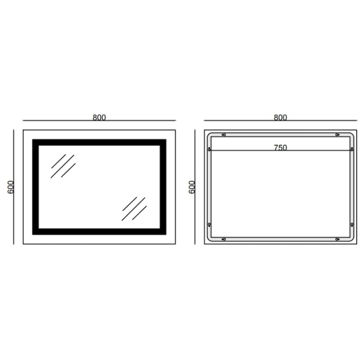 Дзеркало Mixxus WARM MR02-80x60-CASE з Led Touch, Anti-fog, димером, регулятором яскравості, годинником (MI6671) - 2