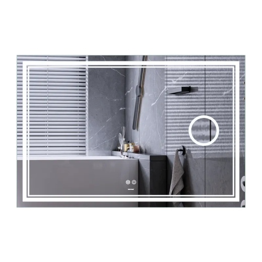Дзеркало Mixxus Premium QUADRO MR20-100x70 з Led Touch, Anti-fog, димером, регулятором яскравості, лінзою (MP6622) - 1