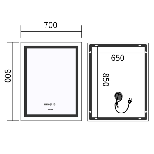Дзеркало Mixxus Premium FLASH MR21-70x90 з Led Touch, Anti-fog, димером, регулятором яскравості, годинником (MP6618) - 2