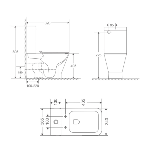 Унітаз-компакт MIXXUS PREMIUM STYLE-0401-T3 620х365х805mm, система змиву TORNADO 3.0 (MP6601) - 2