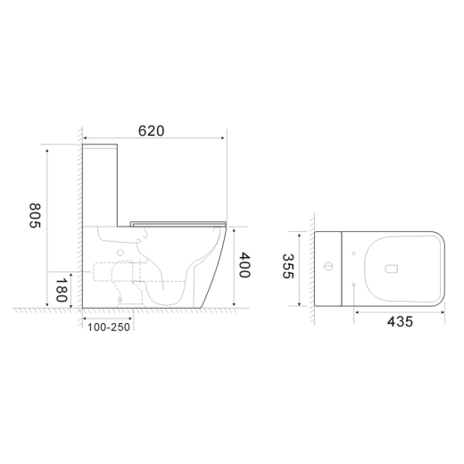 Унітаз-компакт Mixxus QUADRO-0404-T1 660х360х820mm, система змиву TORNADO 1.0 (MI6688) - 2