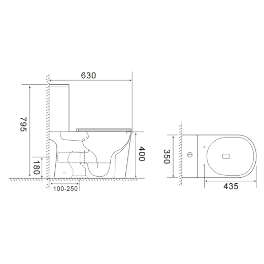 Унітаз-компакт Mixxus WAVE-0405-R 630х350х795mm, система змиву RIMLESS (MI6694) - 2