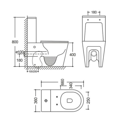 Унітаз-компакт Mixxus BEVEL-0404-T3 660х360х800mm, система змиву TORNADO 3.0 (MI6726) - 2