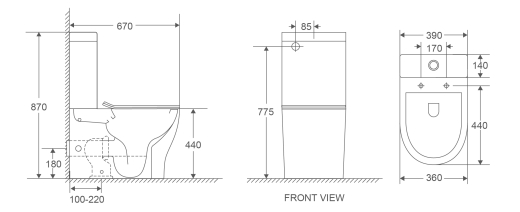 Унітаз-компакт Mixxus Premium WAVE-0403-R 675х395х870mm, система змиву RIMLESS (MP6606) - 2