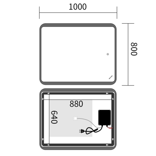 Зеркало Mixxus Premium OLIVARY MR19-100x80-Reverse с Led Touch, Anti-fog, димером (3-6,5kK) (MP6629) - 2