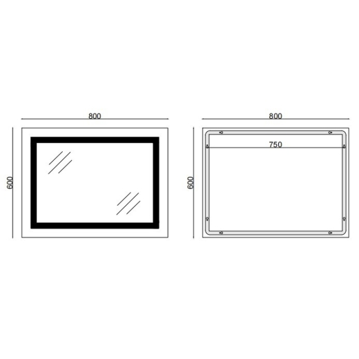 Дзеркало Mixxus TALL MR08-80x60-Reverse з Led Touch, Anti-fog, димером, регулятором яскравості (MI6659) - 2